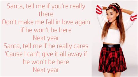 140K views 4 years ago. Ariana Grande - Santa Tell Me (Lyrics) Listen to "Ariana Grande - Santa Tell Me" now: http://smarturl.it/SantaTellMe ...more.
